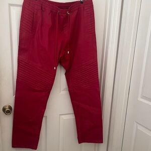 Balmain Red Quilted Joggers ( New )